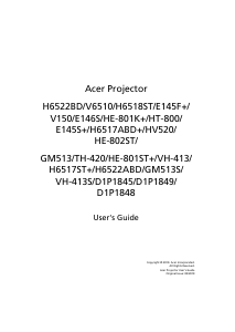 Handleiding Acer H6522BD Beamer