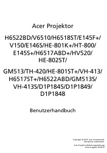 Bruksanvisning Acer H6522BD Projektor