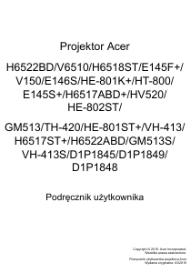 Instrukcja Acer H6522BD Projektor