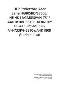 Manuale Acer H6810BD Proiettore