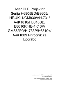 Priročnik Acer H6810BD Projektor