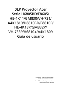 Manual de uso Acer H6810BD Proyector