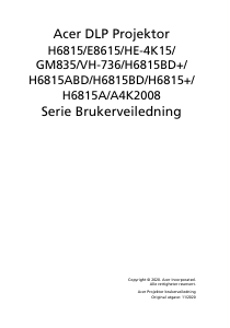Bruksanvisning Acer H6815BD Projektor