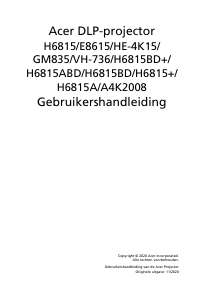 Handleiding Acer H6815BD Beamer