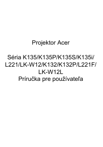 Návod Acer K135i Projektor