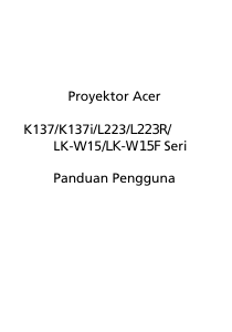 Panduan Acer K137i Proyektor