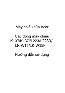 Hướng dẫn sử dụng Acer K137i Máy chiếu