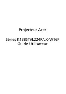 Mode d’emploi Acer K138STi Projecteur