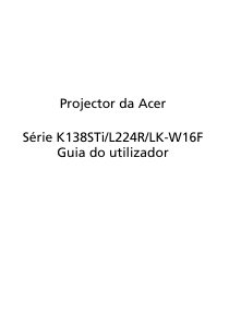 Manual Acer K138STi Projetor