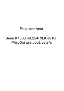 Návod Acer K138STi Projektor