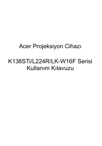 Kullanım kılavuzu Acer K138STi Projektör