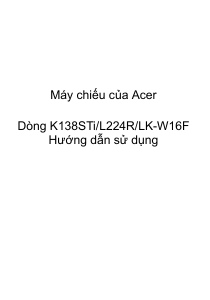 Hướng dẫn sử dụng Acer K138STi Máy chiếu