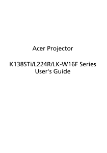 Manual Acer K138STi Projector