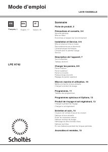Manuale Scholtès LPE H742 X Lavastoviglie