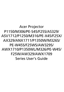 Manual Acer P1150 Projector