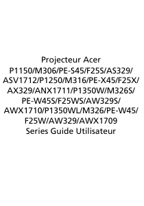 Mode d’emploi Acer P1150 Projecteur