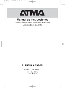Manual de uso Atma PV 1241 Plancha
