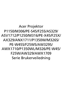 Bruksanvisning Acer P1150 Projektor