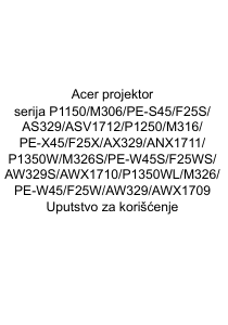 Priručnik Acer P1150 Projektor