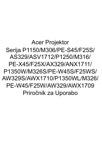 Priročnik Acer P1150 Projektor