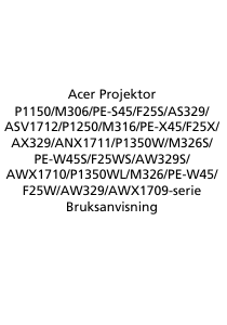 Bruksanvisning Acer P1150 Projektor