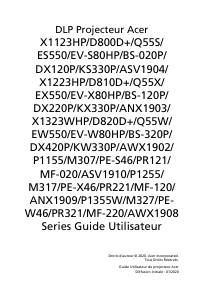 Mode d’emploi Acer P1155 Projecteur