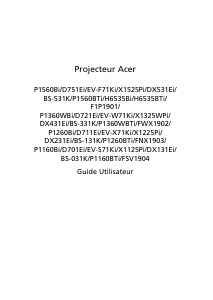 Mode d’emploi Acer P1160Bi Projecteur