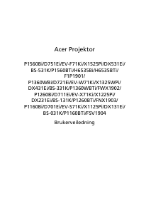 Bruksanvisning Acer P1160Bi Projektor