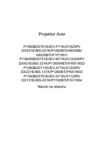 Návod Acer P1160Bi Projektor