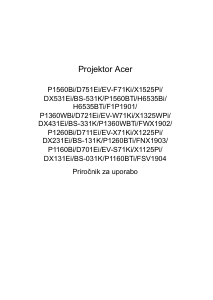 Priročnik Acer P1160Bi Projektor