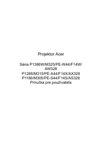 Návod Acer P1186 Projektor