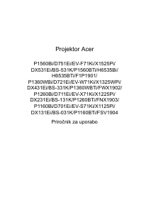 Priročnik Acer P1260BTi Projektor