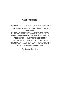 Bruksanvisning Acer P1260Bi Projektor