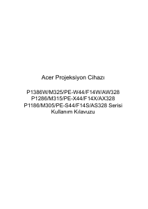 Kullanım kılavuzu Acer P1286 Projektör