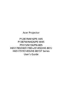 Manual Acer P1287 Projector