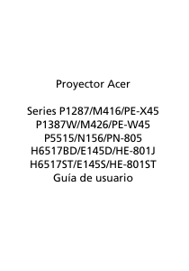 Manual de uso Acer P1287 Proyector