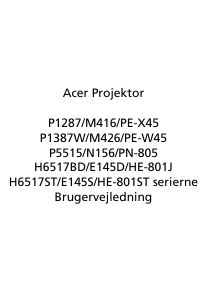 Brugsanvisning Acer P1287 Projektor