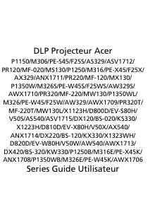 Mode d’emploi Acer P1350WB Projecteur