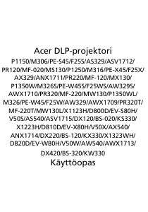 Käyttöohje Acer P1350WL Projektori