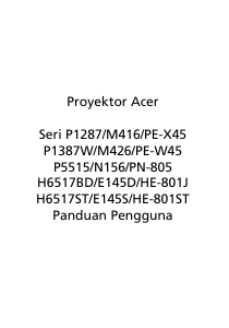 Panduan Acer P1387W Proyektor