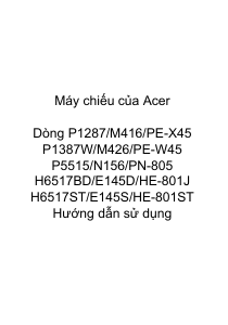 Hướng dẫn sử dụng Acer P1387W Máy chiếu