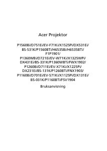 Bruksanvisning Acer P1560BTi Projektor