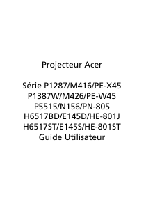 Mode d’emploi Acer P5515 Projecteur