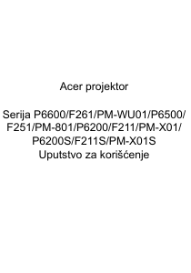 Priručnik Acer P6200S Projektor