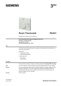 Handleiding Siemens RAA41 Thermostaat