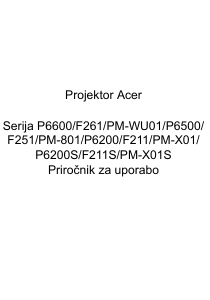 Priročnik Acer P6600 Projektor
