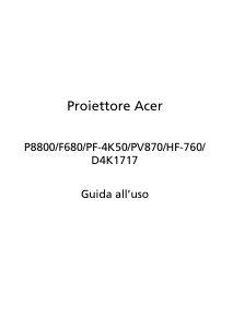 Manuale Acer P8800 Proiettore