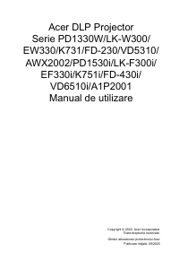 Manual Acer PD1330W Proiector