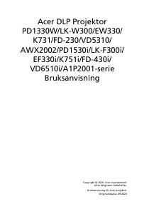 Bruksanvisning Acer PD1330W Projektor