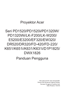 Panduan Acer PD1520i Proyektor